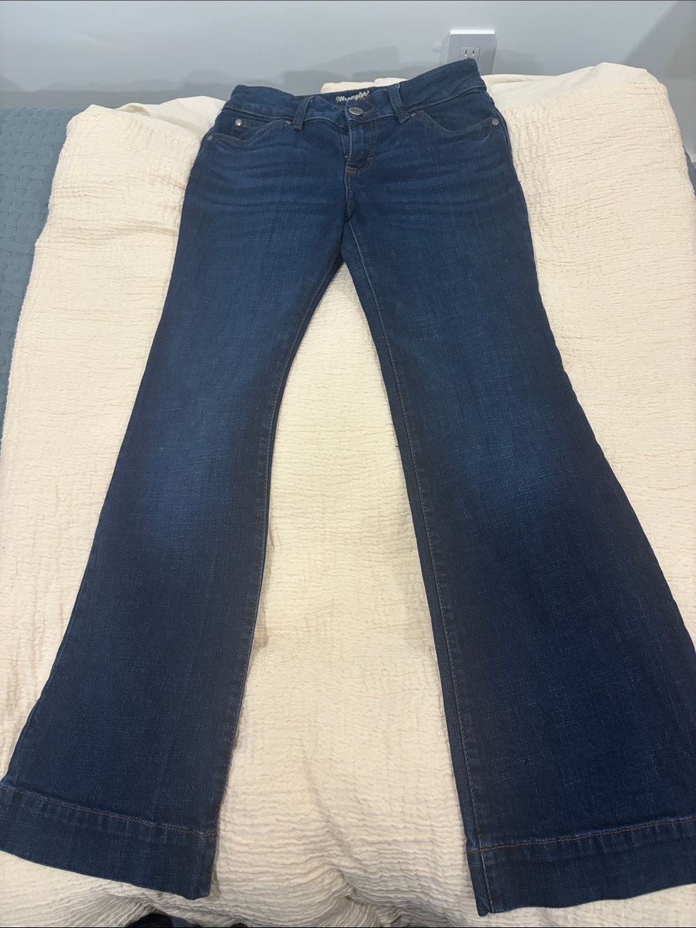 Wrangler Dark Blue Women's Bootcut Jeans - “Barbie” pink label